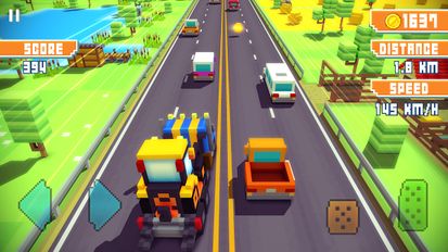 Взломанная Blocky Highway: Traffic Racing (На русском языке) на Андроид