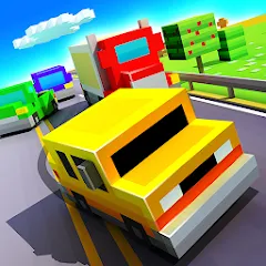 Взломанная Blocky Highway: Traffic Racing (Блоки Хайвей)  [МОД Меню] - последняя версия apk на Андроид