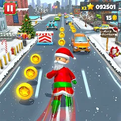 Скачать взломанную Xmas Santa Surfer Running Game (Ксмас Санта Серфер Раннинг Гейм)  [МОД Бесконечные деньги] - стабильная версия apk на Андроид