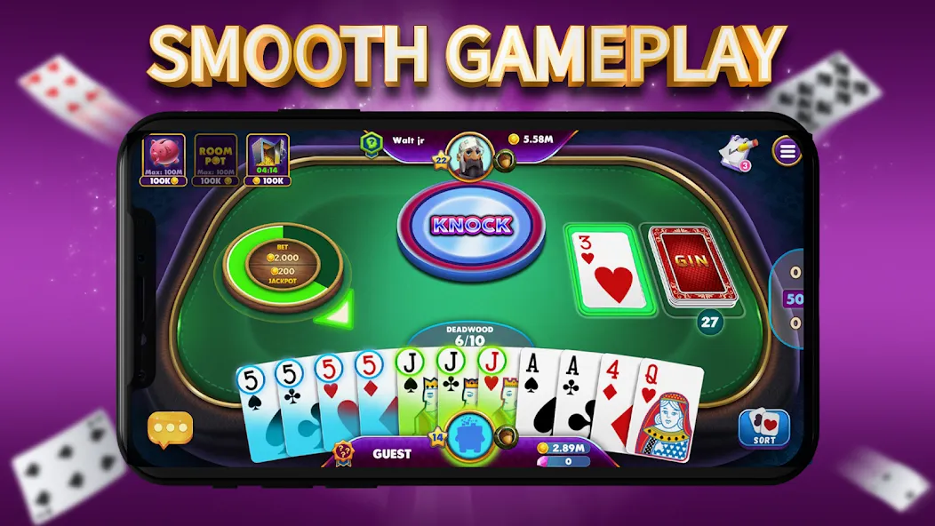 Gin Rummy Elite: Online Game (Джин Рамми)  [МОД Бесконечные монеты] Screenshot 2