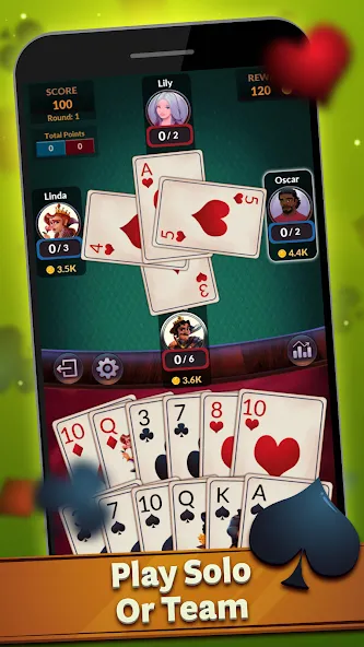 Spades - Offline Card Games (Спейдс)  [МОД Много денег] Screenshot 2