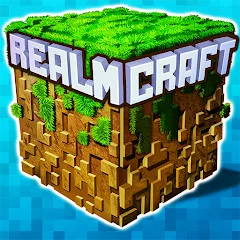 Взломанная Mini Block Craft Realm Craft (РеалмКрафт)  [МОД Много монет] - последняя версия apk на Андроид